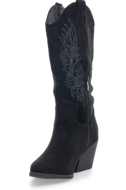 Schwarze Stiefel mit Stickerei und Absatz Cafè Kosten RQ2616