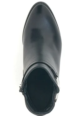 Schwarze Stiefelette mit Blockabsatz und silberner Schelle THE FIRST 487