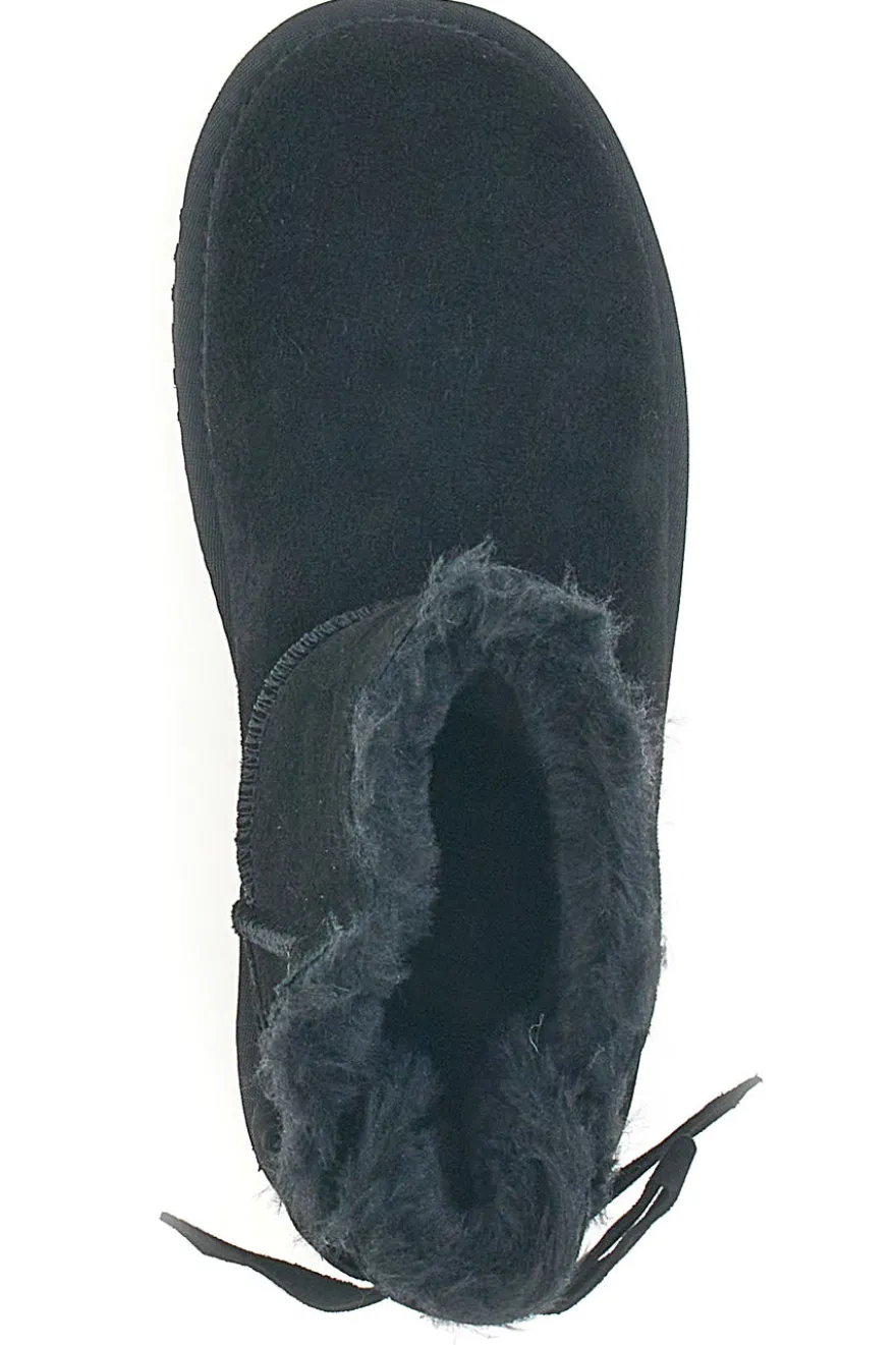 Schwarze Stiefeletten aus echtem Wildleder mit Schleife Pittarello Wow 18175