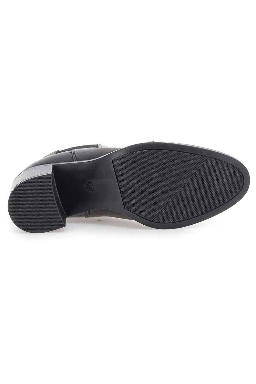Schwarze Stiefeletten aus echtem Leder mit breitem Absatz und elastischen Einsätzen Pittarello Klasse 873240
