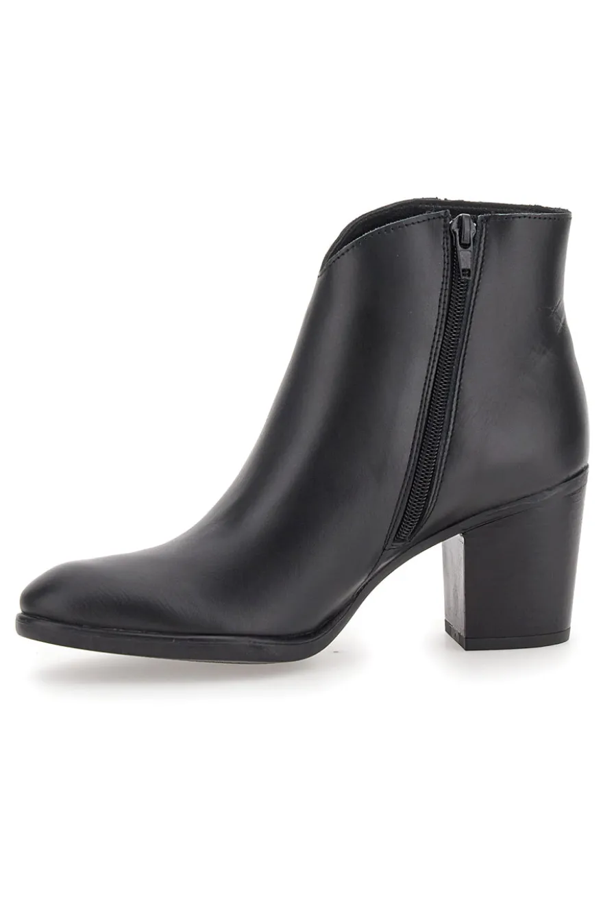 Schwarze Stiefeletten aus echtem Leder mit Blockabsatz PITTARELLO GLAM 4566400