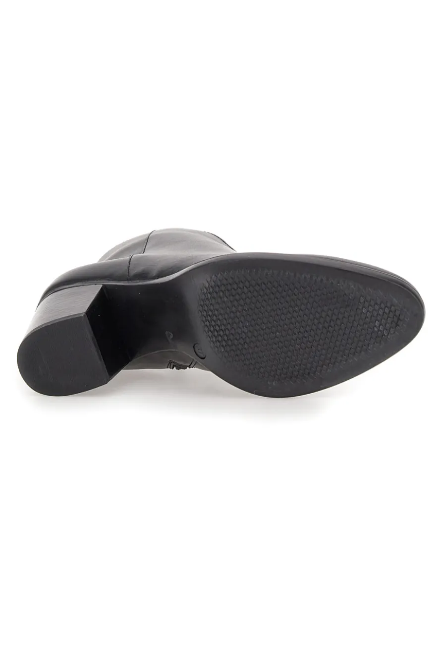 Schwarze Stiefeletten aus echtem Leder mit Blockabsatz PITTARELLO GLAM 4566400