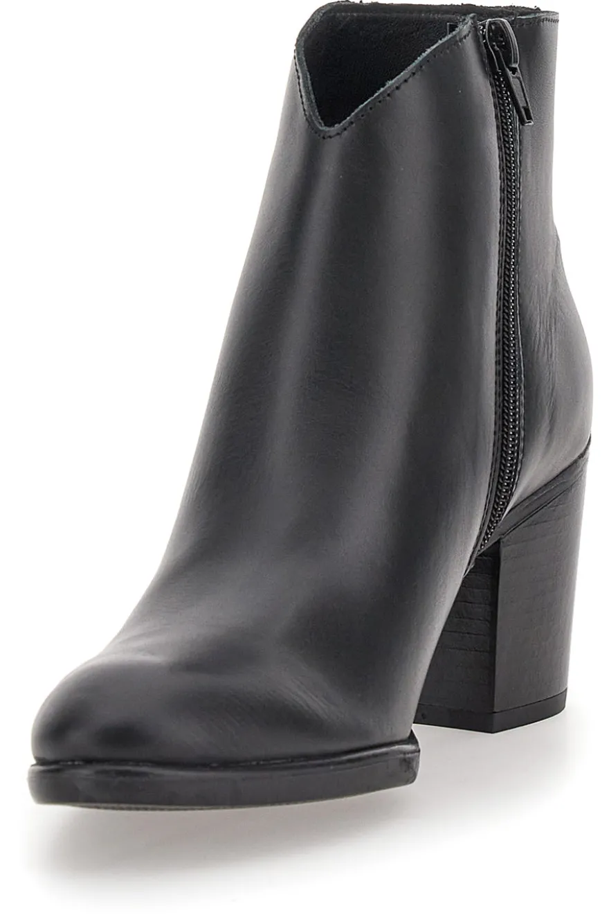 Schwarze Stiefeletten aus echtem Leder mit Blockabsatz PITTARELLO GLAM 4566400