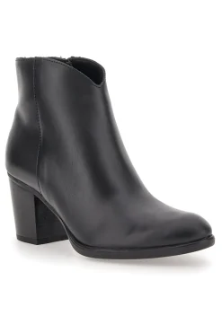 Schwarze Stiefeletten aus echtem Leder mit Blockabsatz PITTARELLO GLAM 4566400