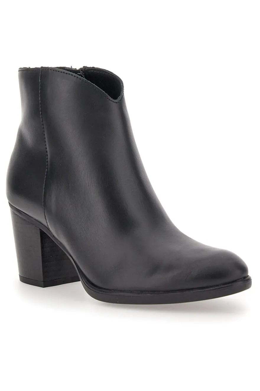 Schwarze Stiefeletten aus echtem Leder mit Blockabsatz PITTARELLO GLAM 4566400