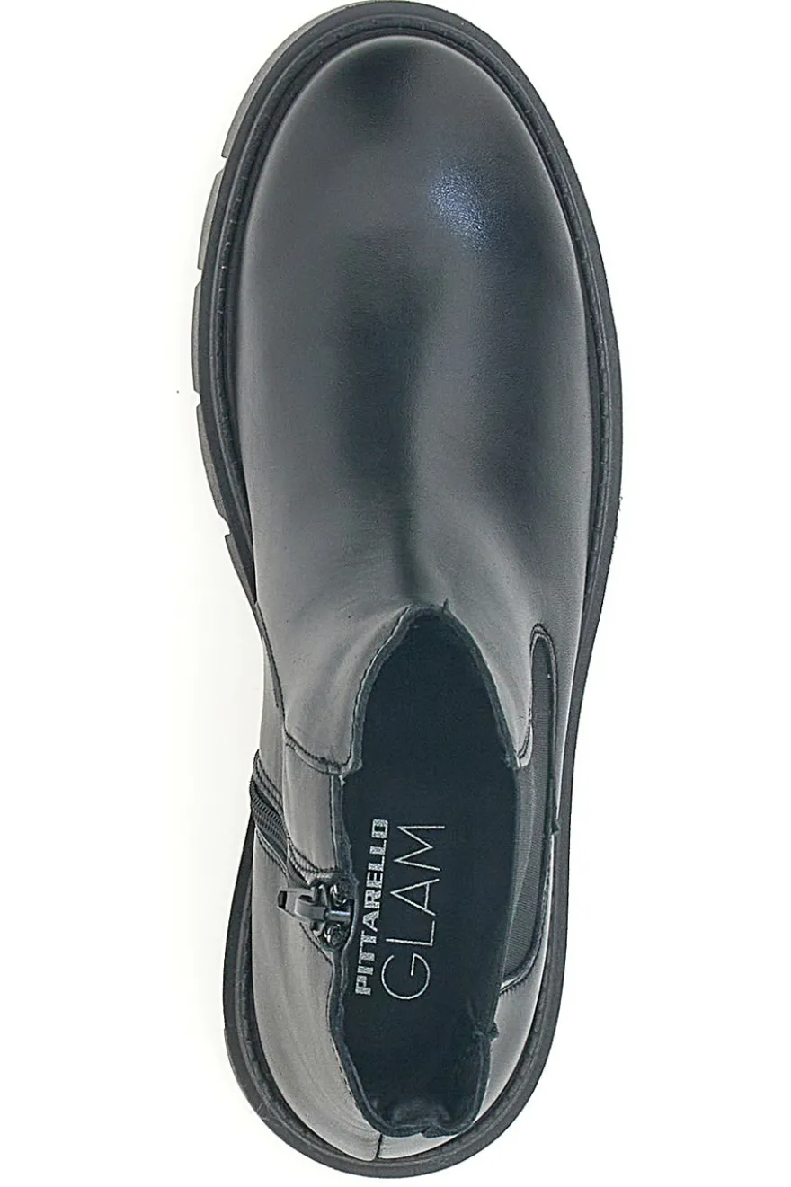 Schwarze Stiefeletten aus echtem Leder mit seitlichem Gummizug PITTARELLO GLAM 2546019