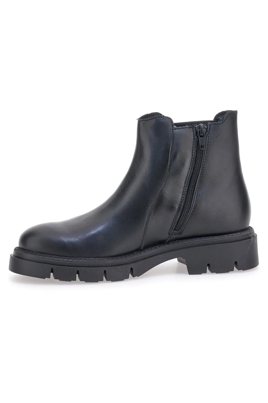 Schwarze Stiefeletten aus echtem Leder mit seitlichem Gummizug PITTARELLO GLAM 2546019