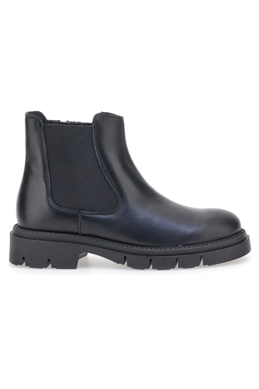 Schwarze Stiefeletten aus echtem Leder mit seitlichem Gummizug PITTARELLO GLAM 2546019