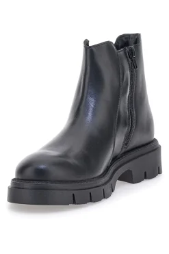 Schwarze Stiefeletten aus echtem Leder mit seitlichem Gummizug PITTARELLO GLAM 2546019