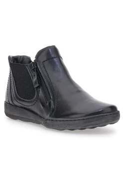 Schwarze Stiefeletten mit Reißverschluss und seitlichen Gummizügen Plocadi 21503pt