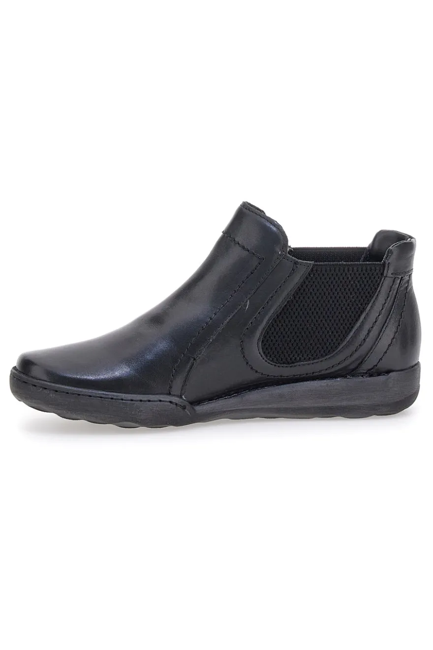 Schwarze Stiefeletten mit Reißverschluss und seitlichen Gummizügen Plocadi 21503pt