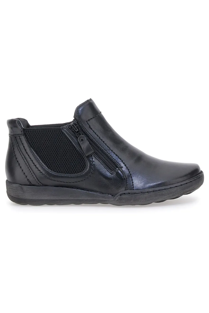 Schwarze Stiefeletten mit Reißverschluss und seitlichen Gummizügen Plocadi 21503pt