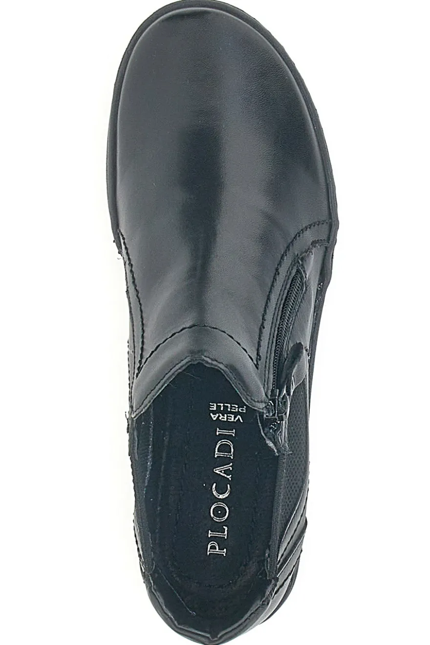 Schwarze Stiefeletten mit Reißverschluss und seitlichen Gummizügen Plocadi 21503pt