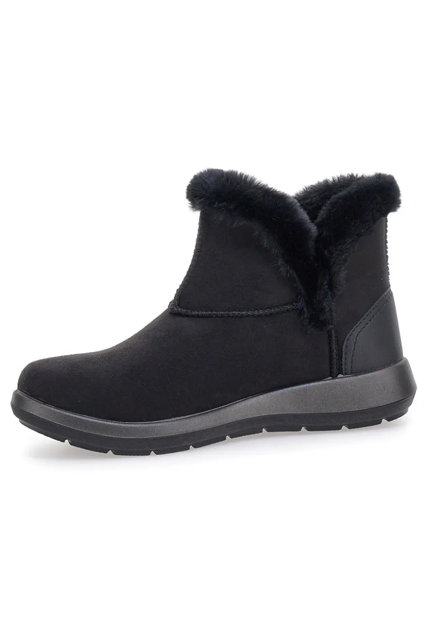 Schwarze Stiefeletten mit Fellfutter und flexibler Sohle Inblu 71 WG