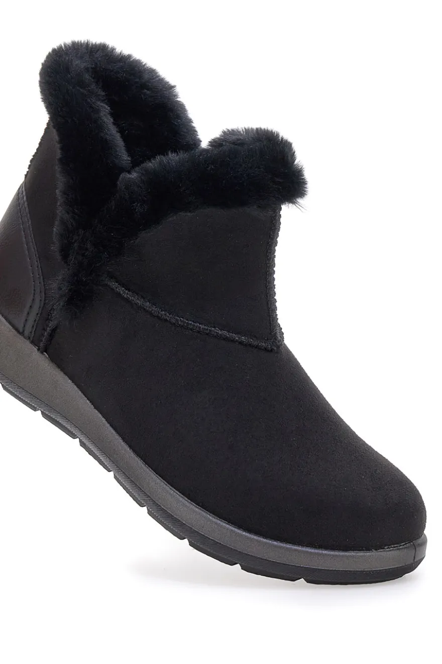 Schwarze Stiefeletten mit Fellfutter und flexibler Sohle Inblu 71 WG