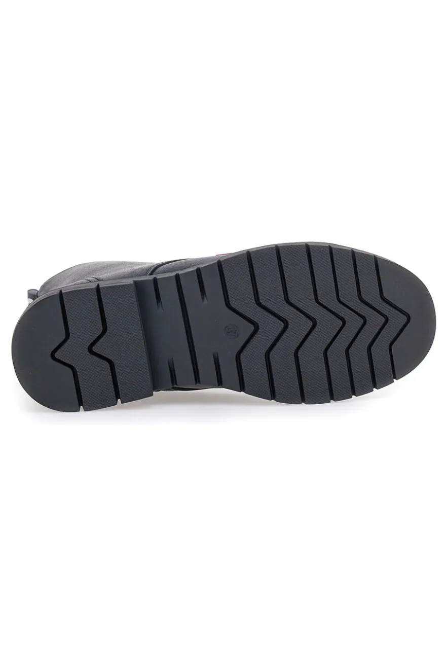 Schwarze Stiefeletten mit seitlichem Reißverschluss und Levi's VPHI0098S-Logodetails