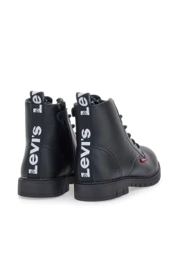 Schwarze Stiefeletten mit seitlichem Reißverschluss und Levi's VPHI0098S-Logodetails