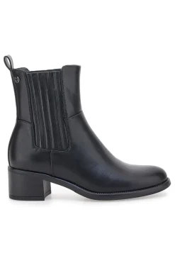Schwarze Stiefeletten mit strukturiertem Seitenband und mittlerem Absatz Pittarello-Kapsel BT251152002