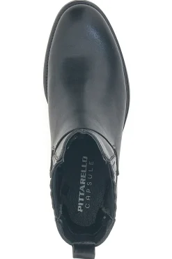 Schwarze Stiefeletten mit strukturiertem Seitenband und mittlerem Absatz Pittarello-Kapsel BT251152002