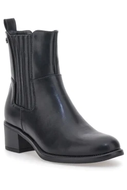 Schwarze Stiefeletten mit strukturiertem Seitenband und mittlerem Absatz Pittarello-Kapsel BT251152002