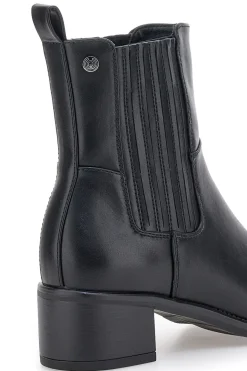 Schwarze Stiefeletten mit strukturiertem Seitenband und mittlerem Absatz Pittarello-Kapsel BT251152002