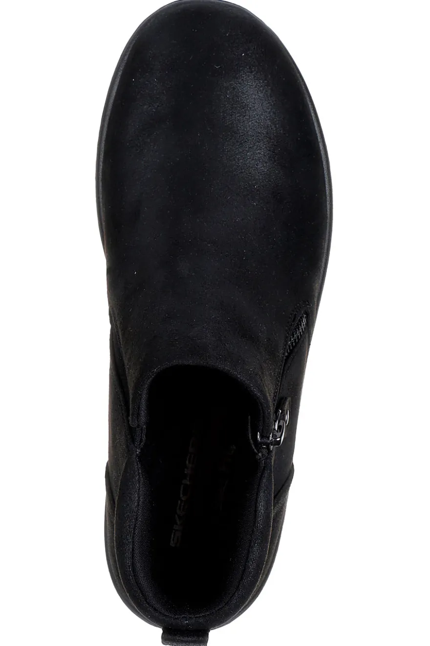 Schwarze Stiefeletten mit Reißverschluss und Memory Foam Skechers Lovely Vibe Fall In Bloom