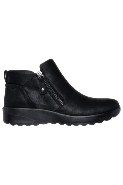 Schwarze Stiefeletten mit Reißverschluss und Memory Foam Skechers Lovely Vibe Fall In Bloom