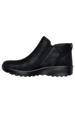 Schwarze Stiefeletten mit Reißverschluss und Memory Foam Skechers Lovely Vibe Fall In Bloom