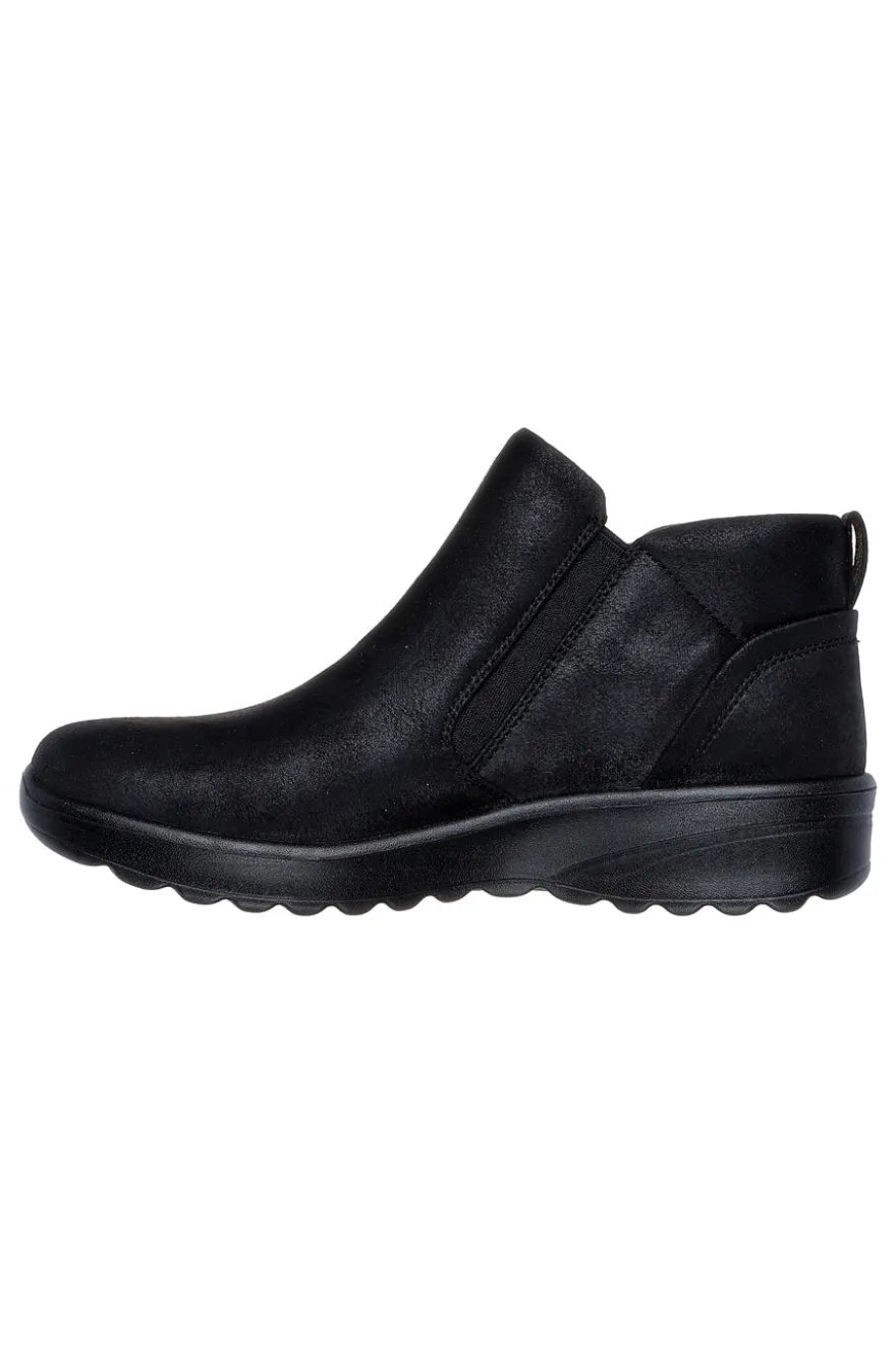 Schwarze Stiefeletten mit Reißverschluss und Memory Foam Skechers Lovely Vibe Fall In Bloom