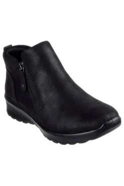 Schwarze Stiefeletten mit Reißverschluss und Memory Foam Skechers Lovely Vibe Fall In Bloom