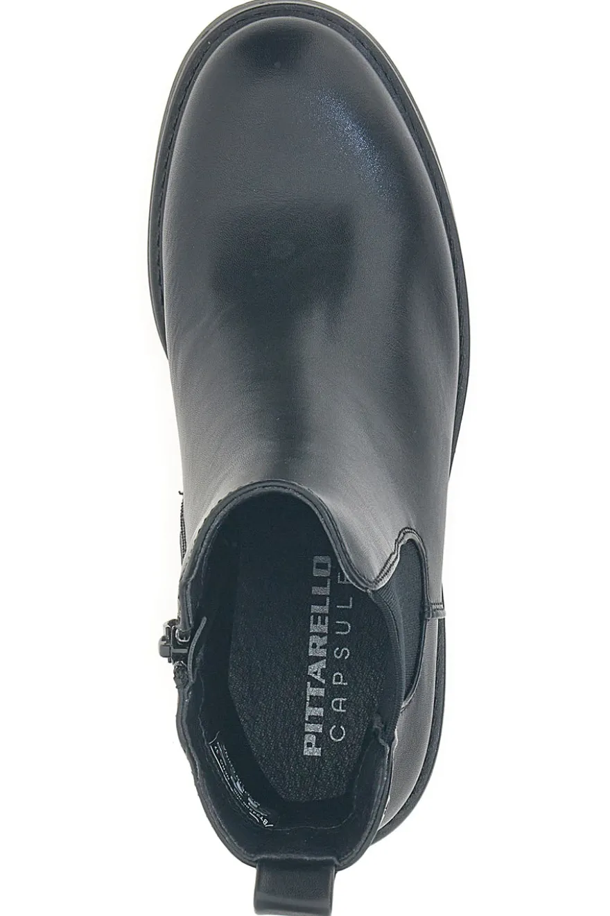 Schwarze Stiefeletten mit breitem Absatz und elastischen Einsätzen Pittarello Kapsel BT24286006