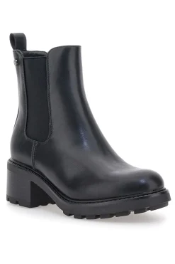 Schwarze Stiefeletten mit breitem Absatz und elastischen Einsätzen Pittarello Kapsel BT24286006