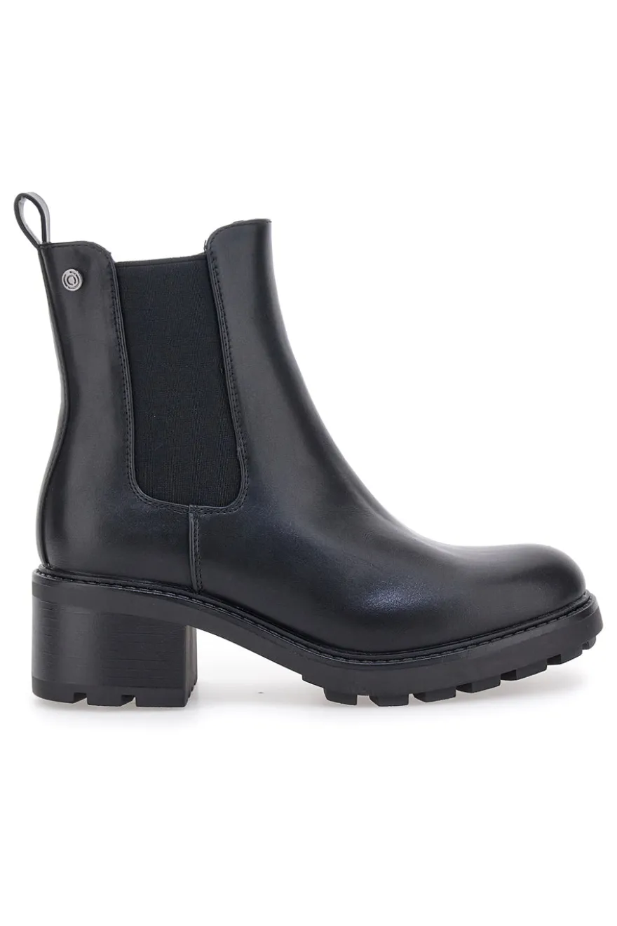 Schwarze Stiefeletten mit breitem Absatz und elastischen Einsätzen Pittarello Kapsel BT24286006