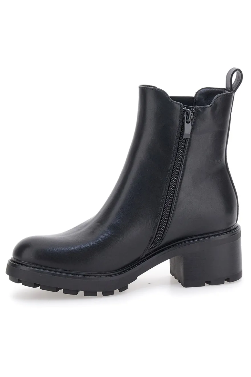 Schwarze Stiefeletten mit breitem Absatz und elastischen Einsätzen Pittarello Kapsel BT24286006