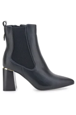 Schwarze Stiefeletten mit breitem Absatz und elastischen Einsätzen, Mariella Burani 51694C1074