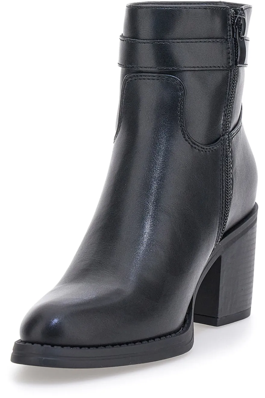 Schwarze Stiefeletten mit Absatz und Gürtel-Detail Pittarello Capsule BT24186003