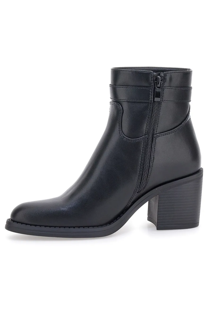 Schwarze Stiefeletten mit Absatz und Gürtel-Detail Pittarello Capsule BT24186003