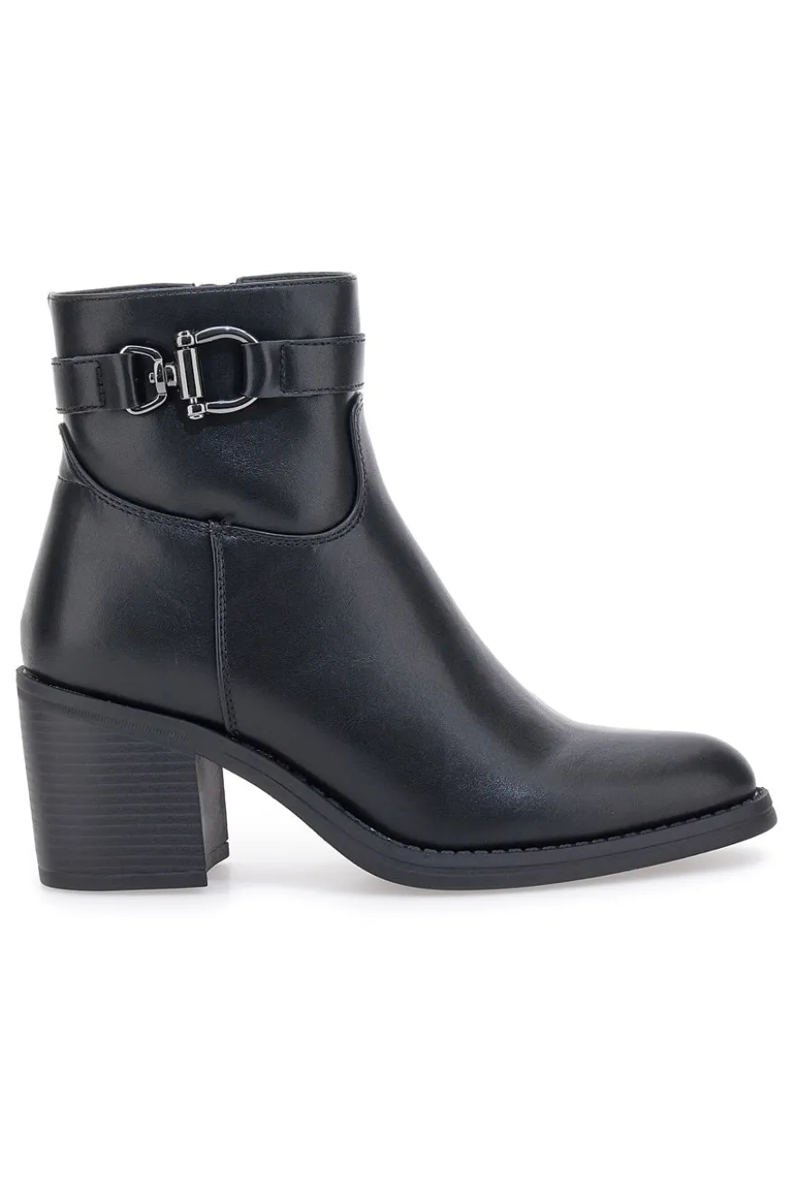Schwarze Stiefeletten mit Absatz und Gürtel-Detail Pittarello Capsule BT24186003