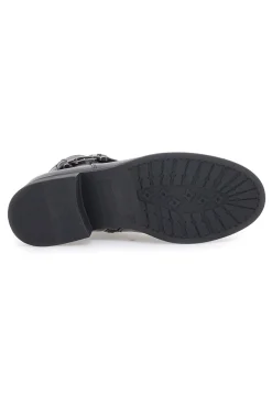 Schwarze Stiefeletten mit dekorativer Schnalle und niedriger Sohle Energy I255