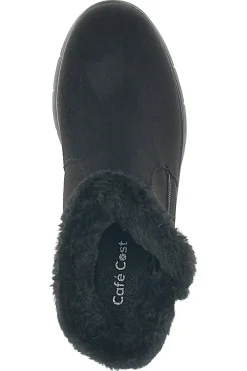 Schwarze Stiefeletten mit schwarzem Fell und Reißverschluss CAFE' COST 41950