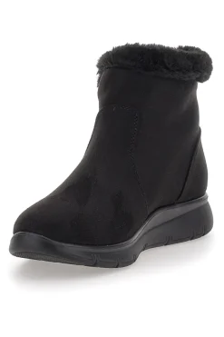 Schwarze Stiefeletten mit schwarzem Fell und Reißverschluss CAFE' COST 41950