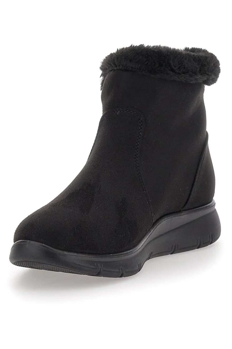 Schwarze Stiefeletten mit schwarzem Fell und Reißverschluss CAFE' COST 41950
