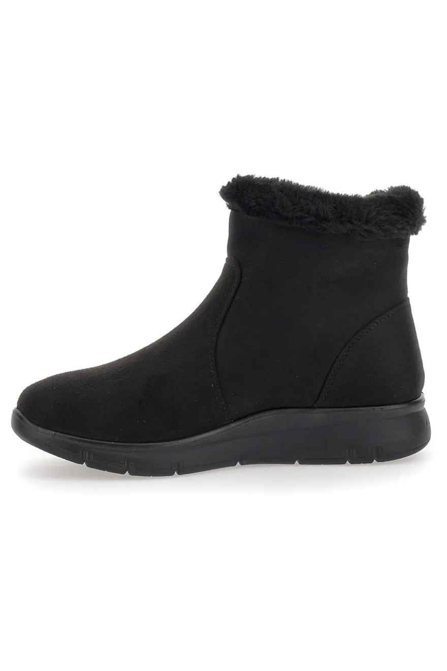Schwarze Stiefeletten mit schwarzem Fell und Reißverschluss CAFE' COST 41950