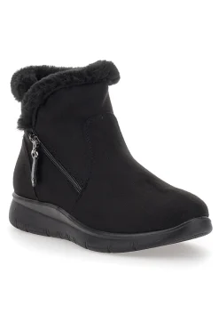 Schwarze Stiefeletten mit schwarzem Fell und Reißverschluss CAFE' COST 41950