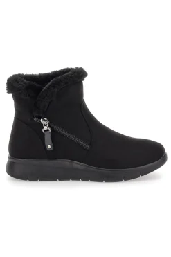 Schwarze Stiefeletten mit schwarzem Fell und Reißverschluss CAFE' COST 41950