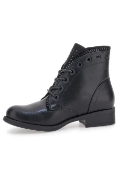 Schwarze Stiefeletten The First P630 mit Ton-in-Ton-Nieten