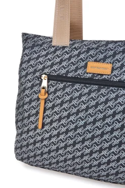Schwarze Tasche mit Monogramm-Print und Stoffgriffen Cotton Belt K19038B001