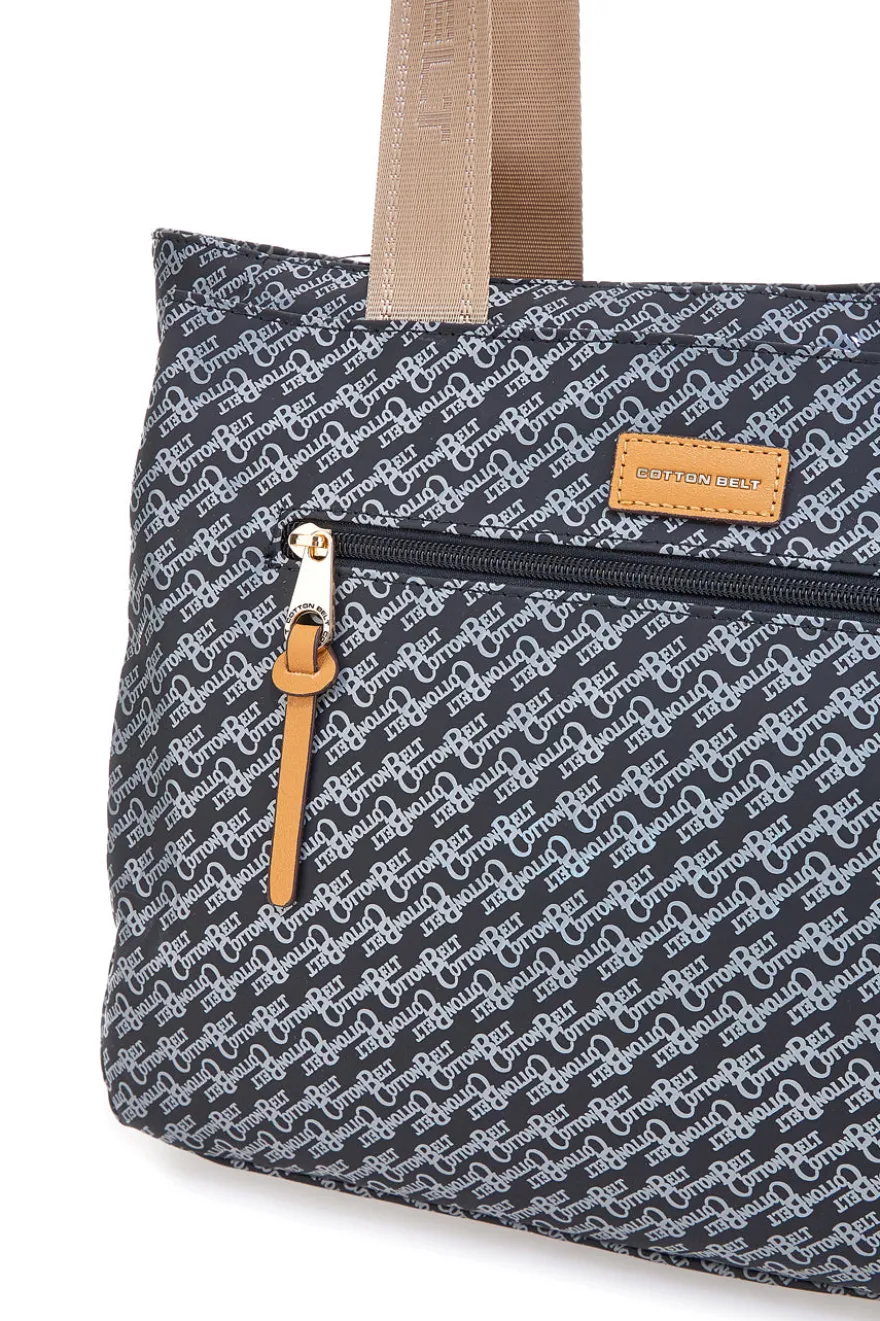 Schwarze Tasche mit Monogramm-Print und Stoffgriffen Cotton Belt K19038B001
