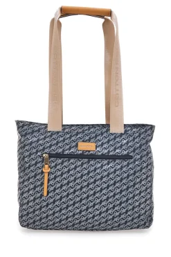 Schwarze Tasche mit Monogramm-Print und Stoffgriffen Cotton Belt K19038B001