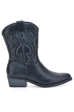 Schwarze Texaner-Stiefeletten mit Café-Stickerei kosten H52804
